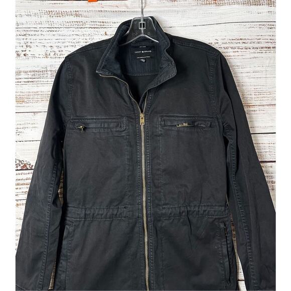 Lucky Brand Women's Drawstring Zip Up Long Sleeve Basic Jacket Black Size Medium - Picture 2 of 10